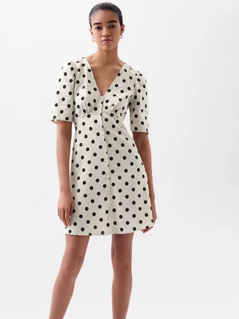 GAP Cream Mini Dress with Black Polka Dots
